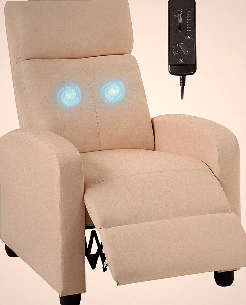 Beige Recliner Massage Chair with Lumbar Support for Living Room & Bedroom