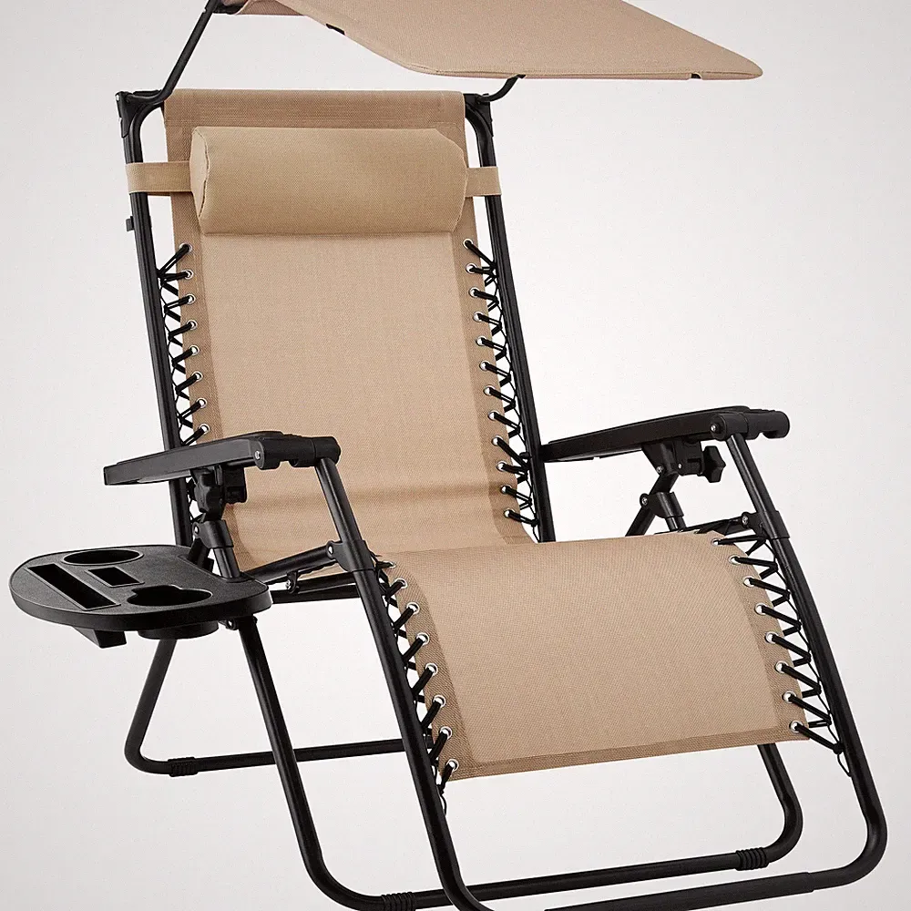 Best Choice Products Folding Zero Gravity Recliner Lounge Chair Canopy Side Tray