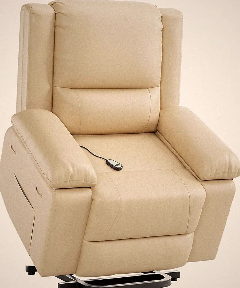 PU Leather Lift Recliner for Elderly, Electric Chair w Heat, Massage&Side Pocket