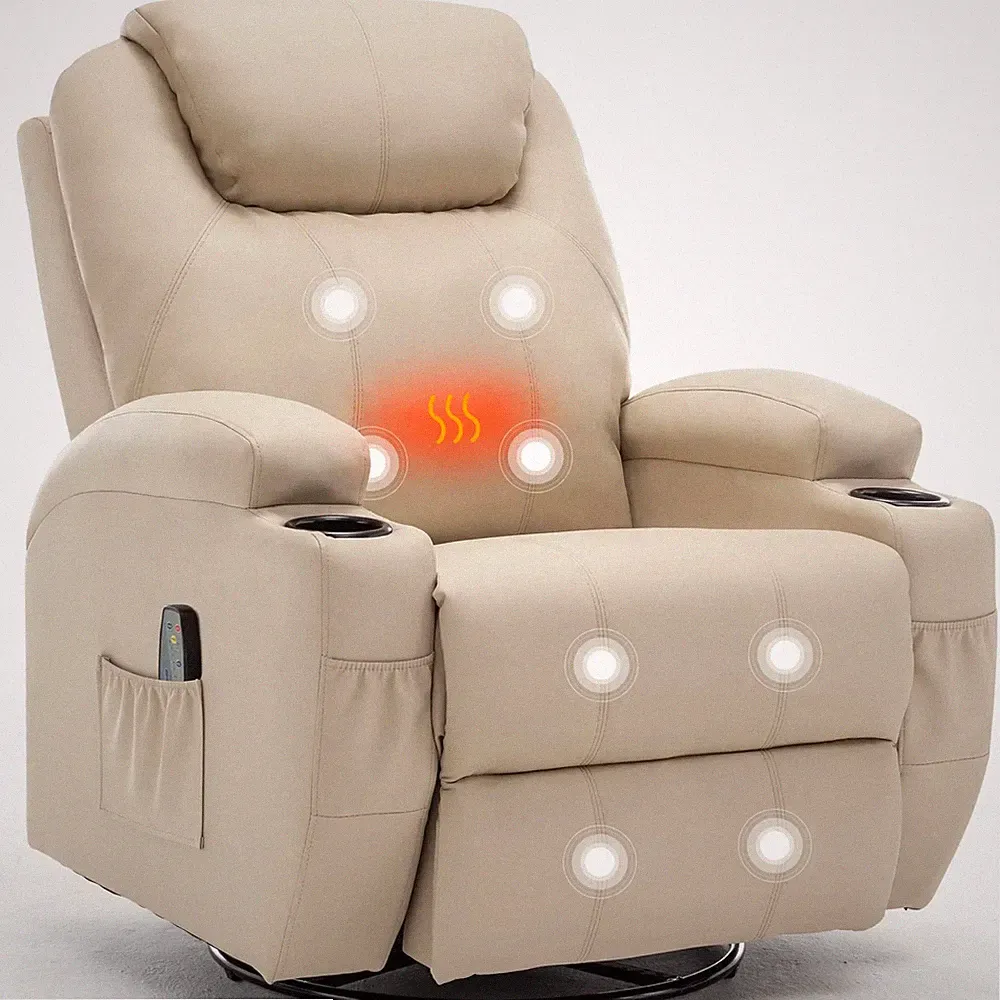 Recliner Chair w/ Massage and Heat, 360° Swivel Rocking for Adult Remote Control
