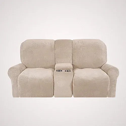 Recliner Sofa Covers 2Seater with Cup Holder Velvet Slipcoverswith MiddleConsole