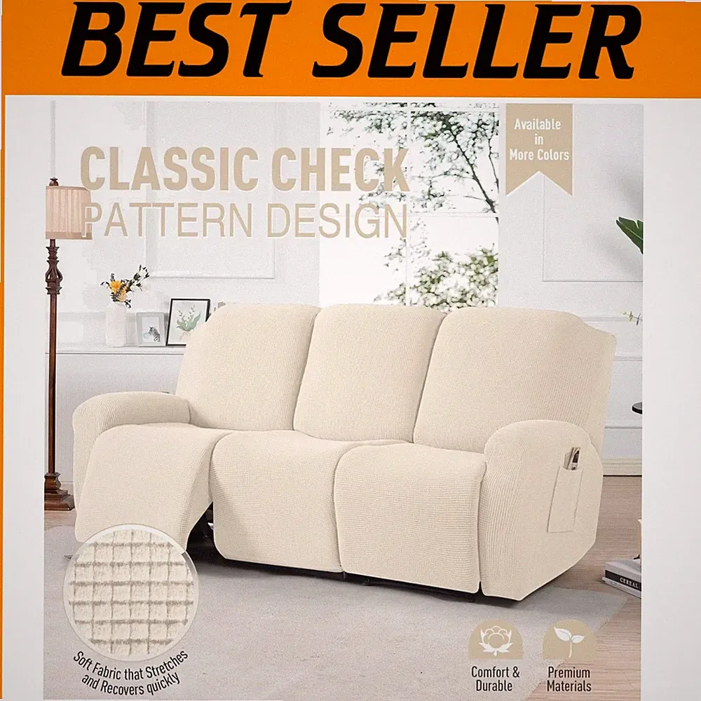 Stretch Recliner Sofa Cover Set - Beige