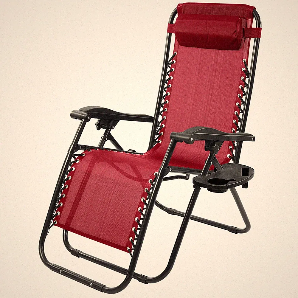 Zero Gravity Outdoor Reclining Lounge Chair with Headrest & Cup Holder –Foldable
